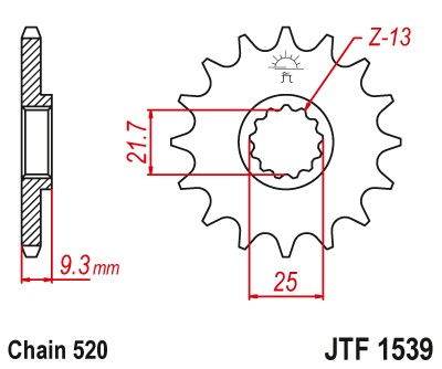 JTF1539.14 Pignone JT gommato - 14 denti - KAWASAKI