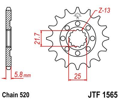 JTF1565.13SC Pignone JT - 13 denti - KX 450 F