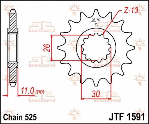 JTF1591.16 Pignone JT gommato - 16 denti - YAMAHA