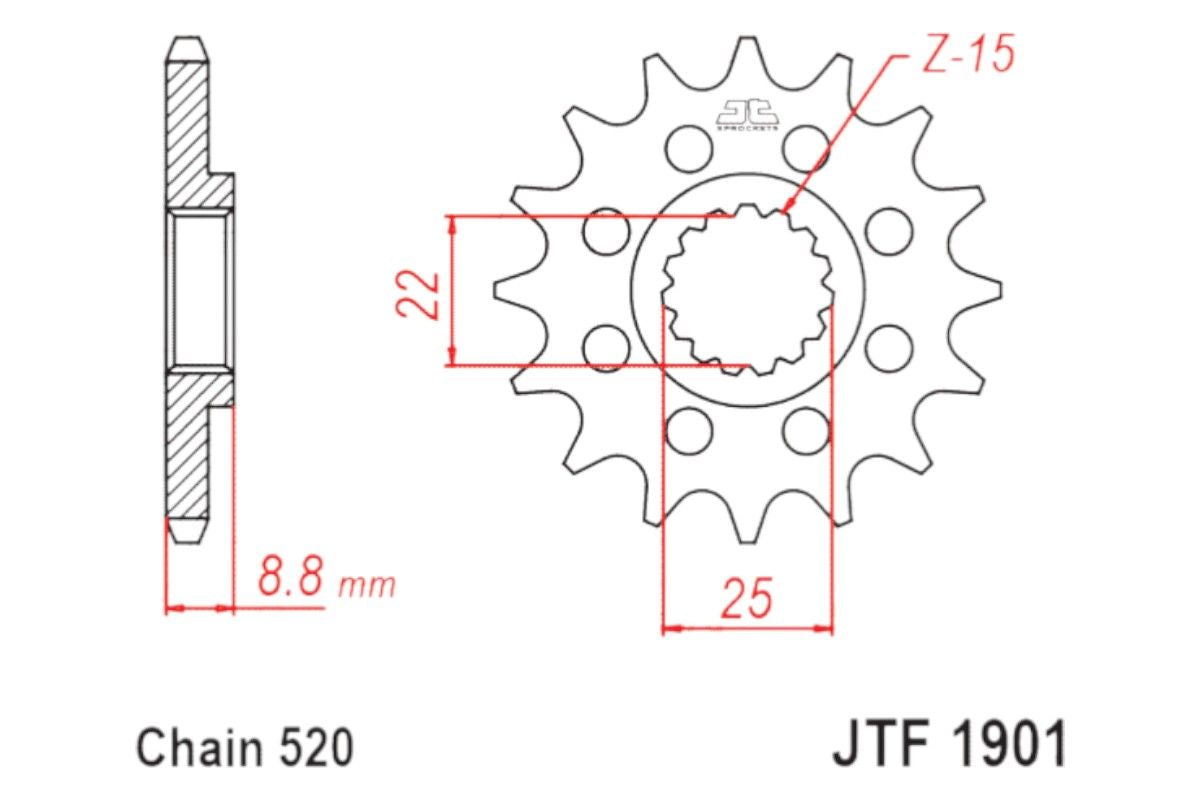 JTF1901.12 Pignone JT - 12 denti - BETA GASGAS HUSABERG HUSQVARNA KTM MAICO