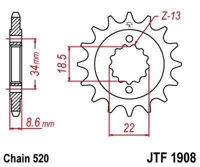 JTF1908.15 Pignone JT - 15 denti - 390 Duke