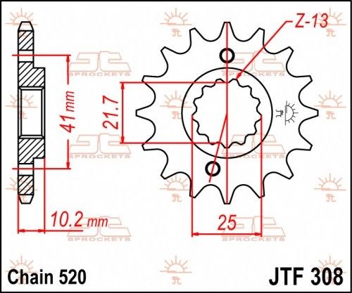 JTF308.15 Pignone JT gommato - 15 denti - APRILIA HONDA SUZUKI YAMAHA