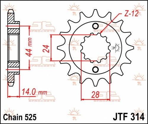 JTF314.16 Pignone JT gommato - 16 denti - XRV 750 Africa Twin 90-03