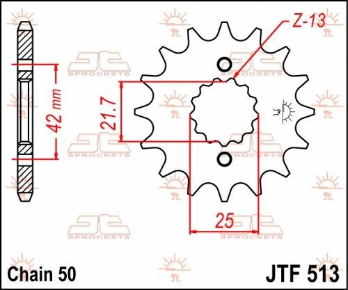 JTF513.16 Pignone JT gommato - 16 denti - CAGIVA KAWASAKI SUZUKI YAMAHA