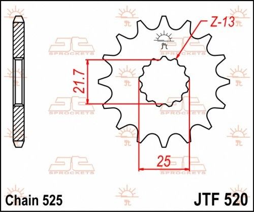 JTF520.17 Pignone JT gommato - 17 denti - CAGIVA KAWASAKI SUZUKI TRIUMPH YAMAHA