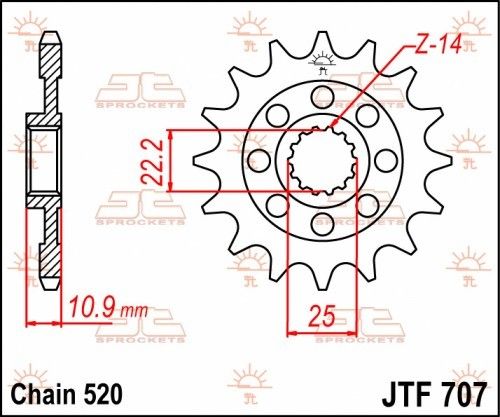 JTF707.15 Pignone JT - 15 denti - RXV 450/550 SXV 450/550 06-14