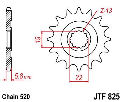 JTF825.13SC Pignone JT - 13 denti - HUSQVARNA TM