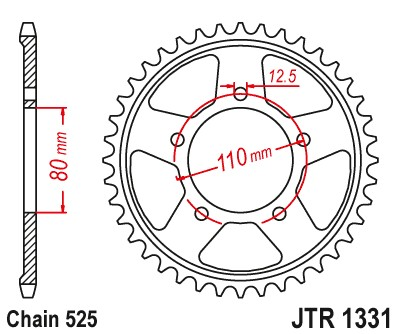 JTR1331.42 Corona JT acciaio nero - 42 denti – CRF 1000/1100 L AfricaTwin