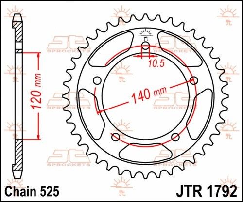 JTR1792.45 Corona JT acciaio nero - 45 denti - SUZUKI TRIUMPH