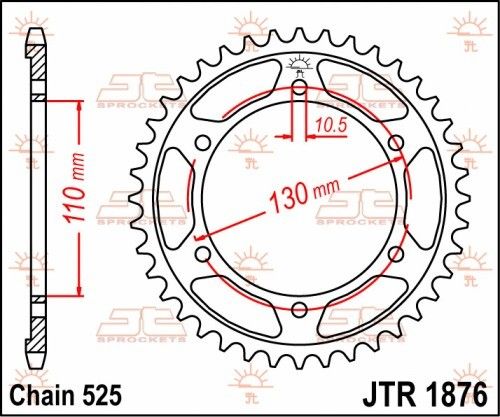 JTR1876.45 Corona JT acciaio nero - 45 denti - SUZUKI YAMAHA
