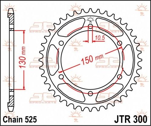 JTR300.49 Corona JT acciaio nero - 49 denti - HONDA