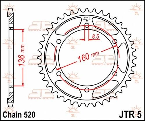 JTR5.47 Corona JT acciaio nero - 47 denti - APRILIA BMW