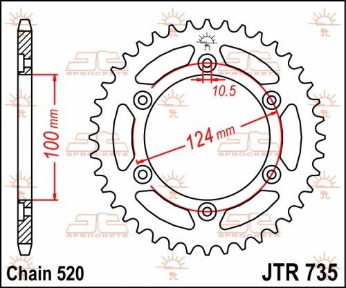JTR735.46 Corona JT acciaio nero - 46 denti - DUCATI