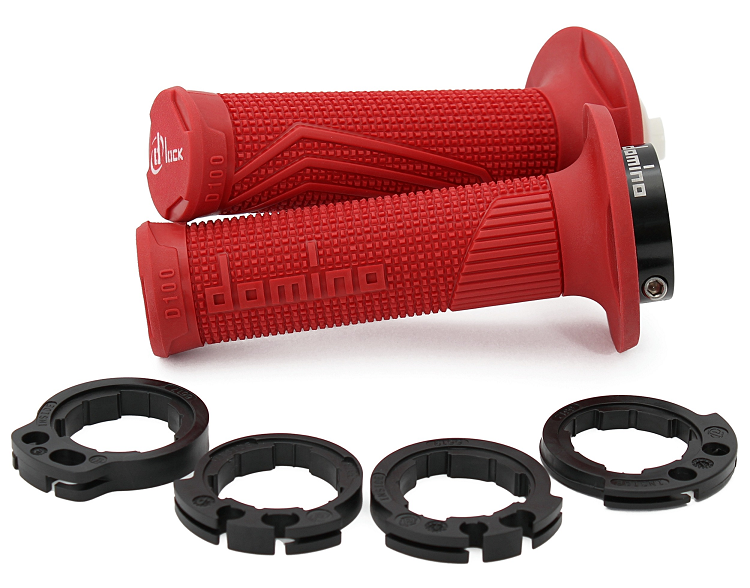 MNL1560R Manopole Lock-ON DOMINO D100 con ghiere - Rosso
