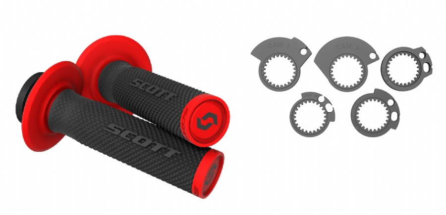 MNL1633 Manopole Lock-On SCOTT SXII con ghiere - Nero/rosso