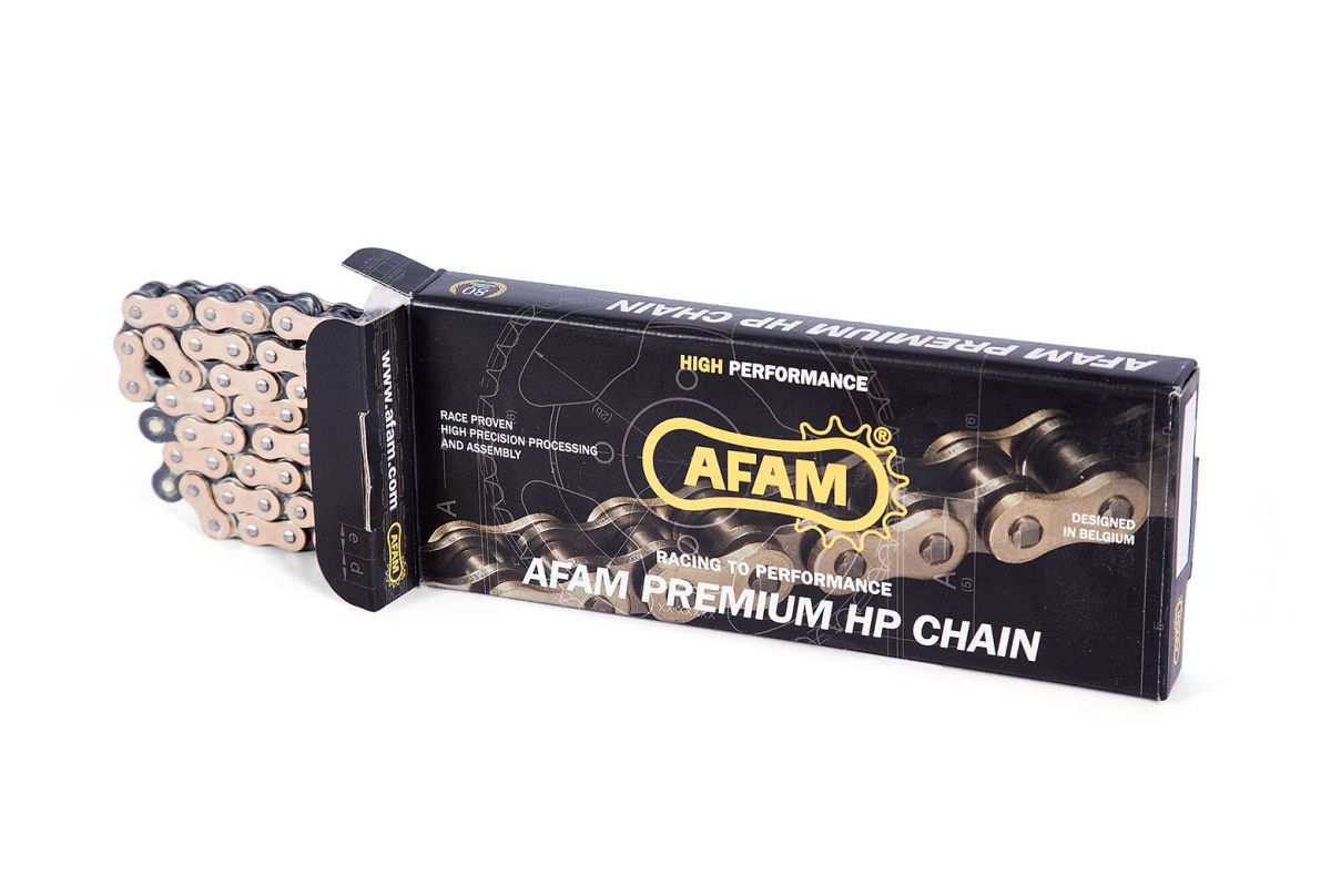 A420MX2130G Catena AFAM 420 MX2 - 130 maglie - Oro/nero