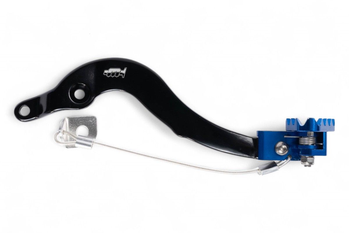PDS924B Pedale freno forgiato nero con puntale snodato CNC blu TM