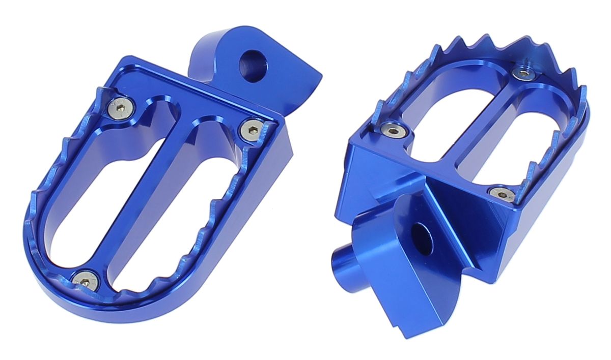 PER03B Pedane poggiapiedi in alluminio con denti in titanio - HONDA KAWASAKI SUZUKI YAMAHA - Blu