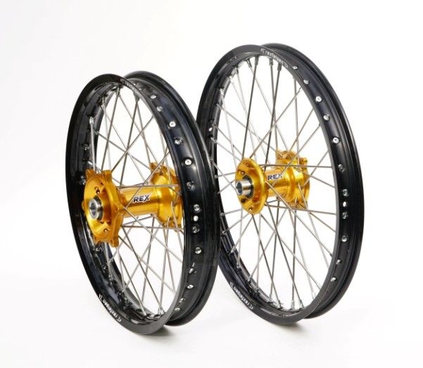 RX2300032 Ruota REX Anteriore 21" x 1,60 SUZUKI - Cerchio nero - Mozzo oro