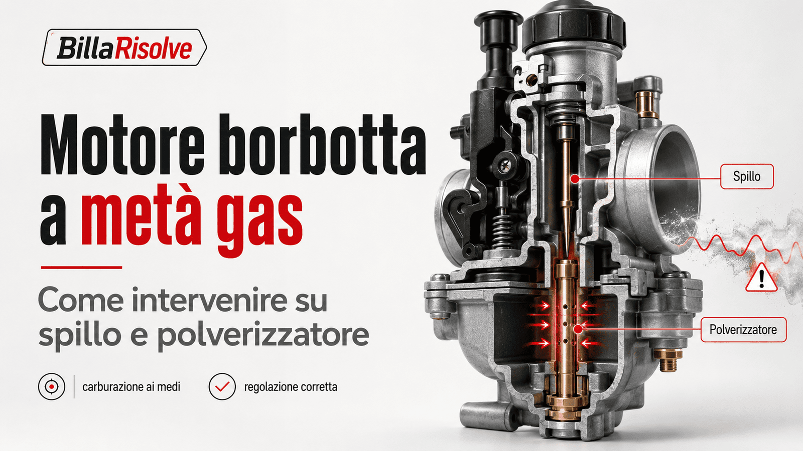 Il motore borbotta a metà gas: come intervenire su spillo e polverizzatore