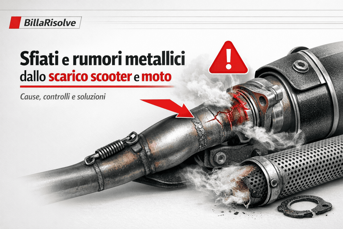 Sfiati e rumori metallici dallo scarico scooter e moto: cause, controlli e soluzioni