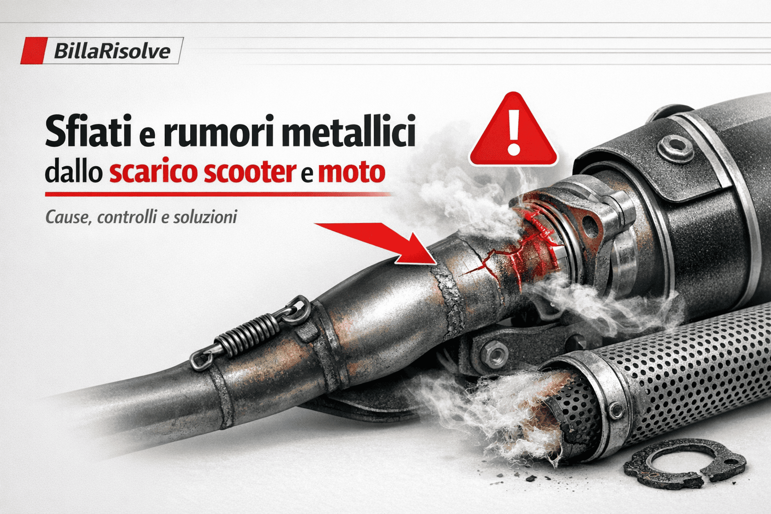 Sfiati e rumori metallici dallo scarico scooter e moto: cause, controlli e soluzioni