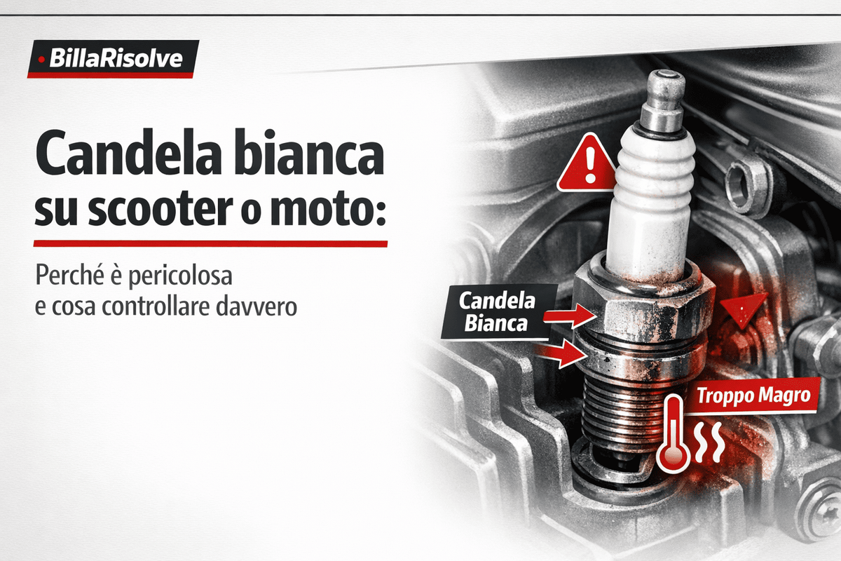 Candela bianca su scooter o moto: perché è pericolosa e cosa controllare davvero