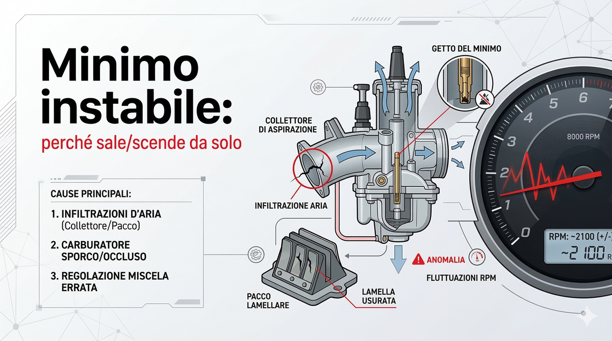 Minimo instabile su scooter o moto: perché sale e scende da solo
