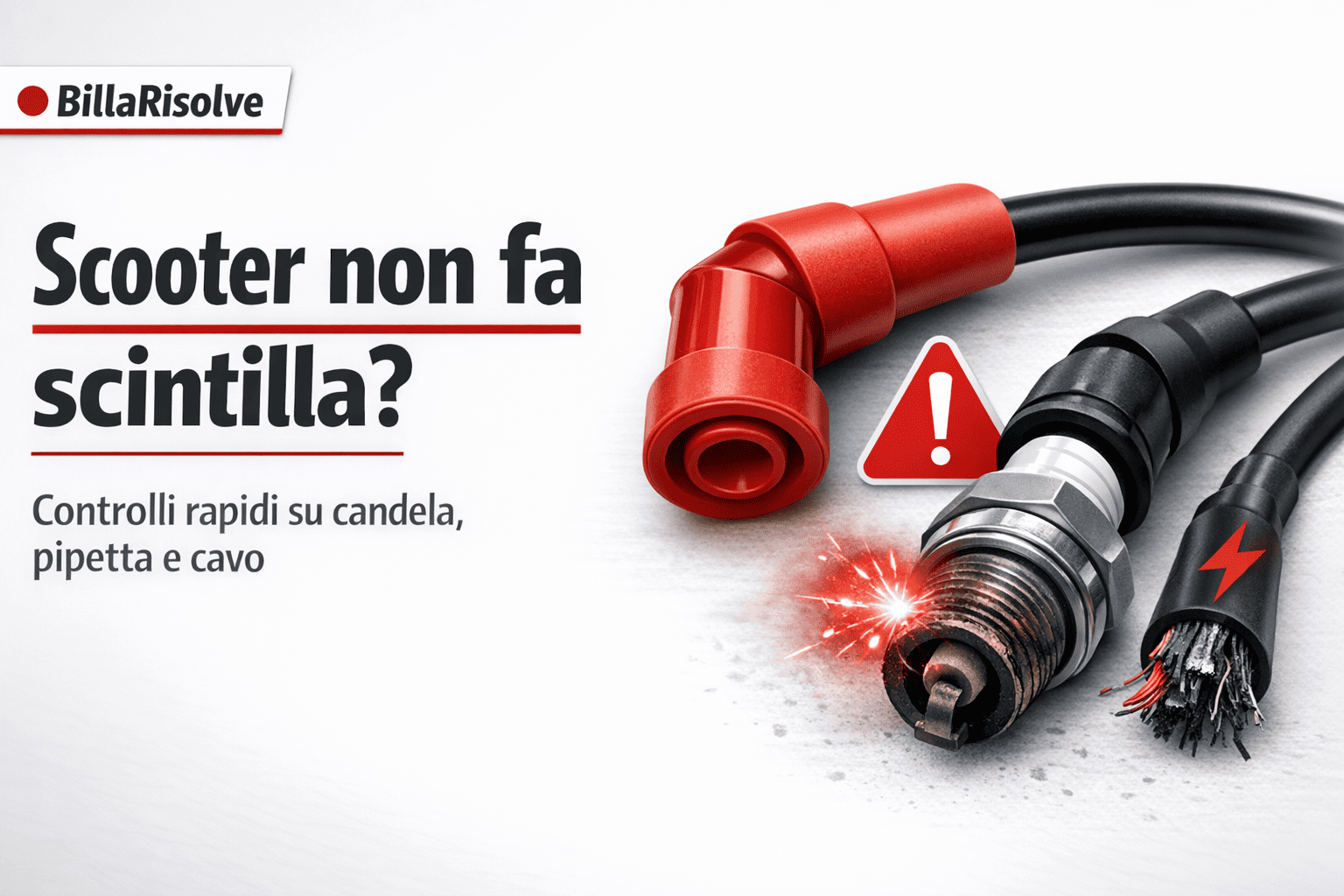 Scooter non fa scintilla? Controlli rapidi su candela, pipetta e cavo