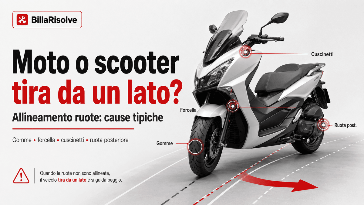 Allineamento ruote e moto o scooter che tira da un lato: cause tipiche