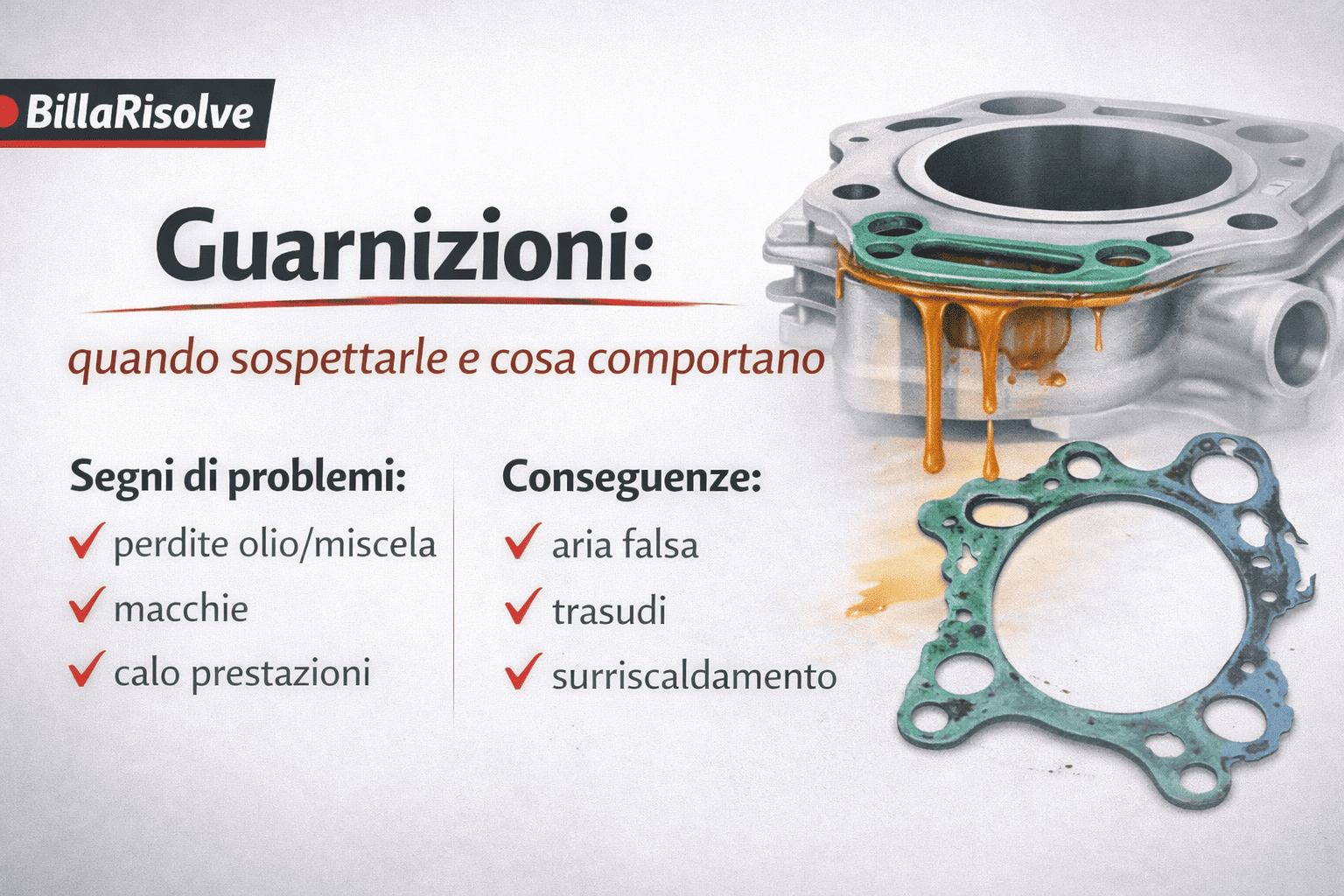 Guarnizioni scooter e moto: quando sospettarle, sintomi e cosa comportano