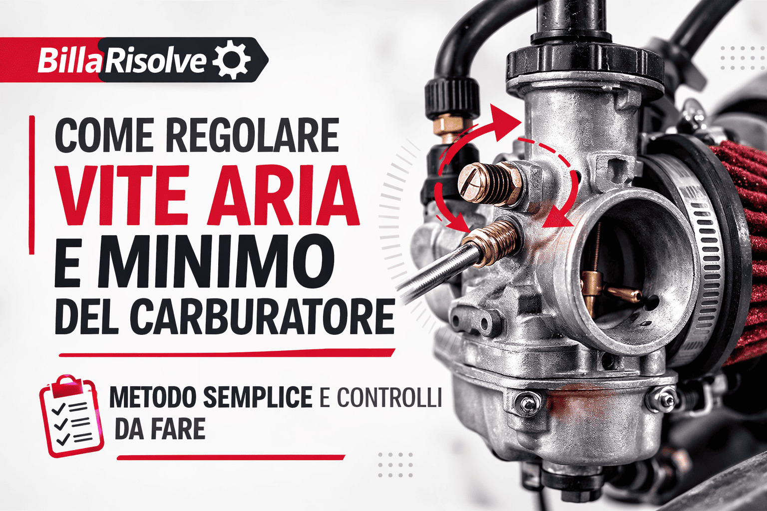 Come regolare vite aria e minimo del carburatore scooter: metodo semplice e controlli da fare