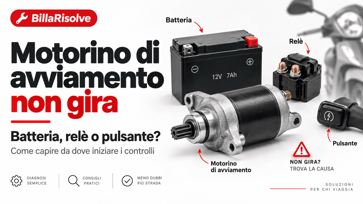 Motorino di avviamento non gira: batteria, relè o pulsante?