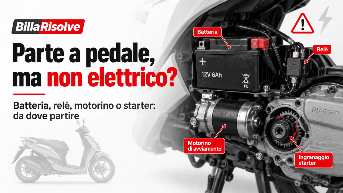 Lo scooter parte a pedale ma non con l’avviamento elettrico: cause e controlli