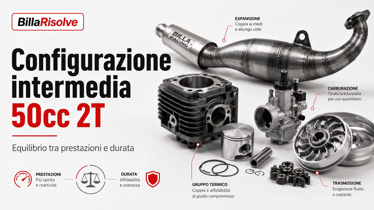 Configurazione intermedia 50cc 2T: equilibrio tra prestazioni e durata