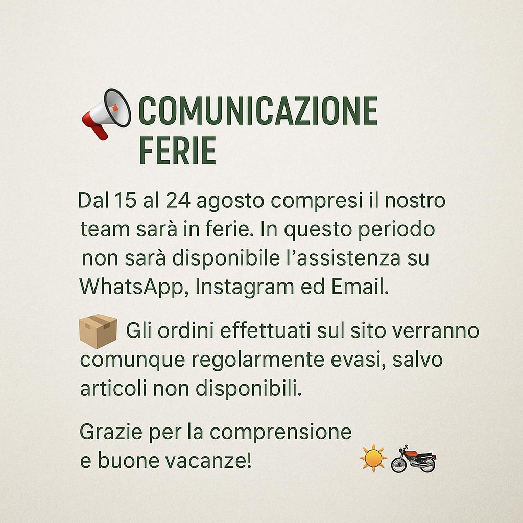 Chiusura Estiva: dal 15 al 24 Agosto