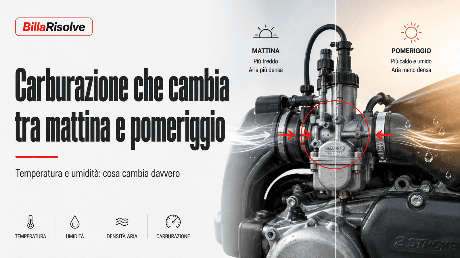 Carburazione che cambia tra mattina e pomeriggio: temperatura e umidità