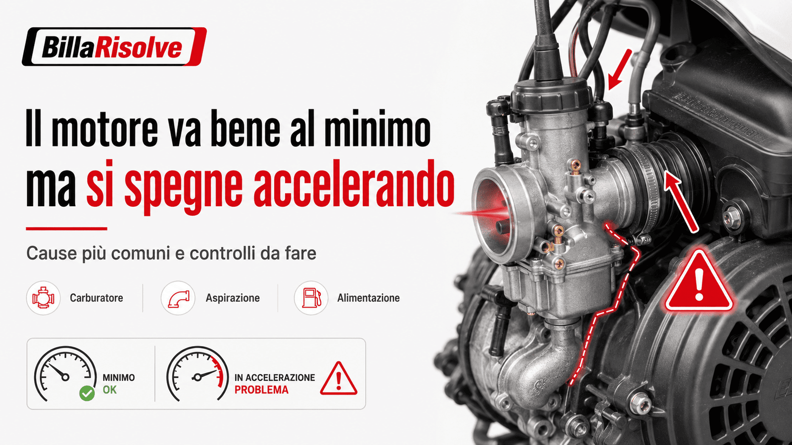 Il motore va bene al minimo ma si spegne accelerando: cause e controlli