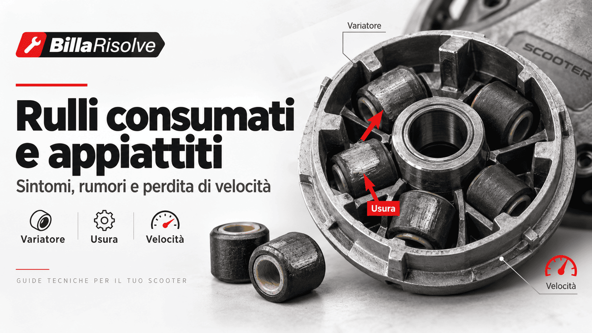 Rulli variatore consumati e appiattiti: sintomi, rumori e perdita di velocità