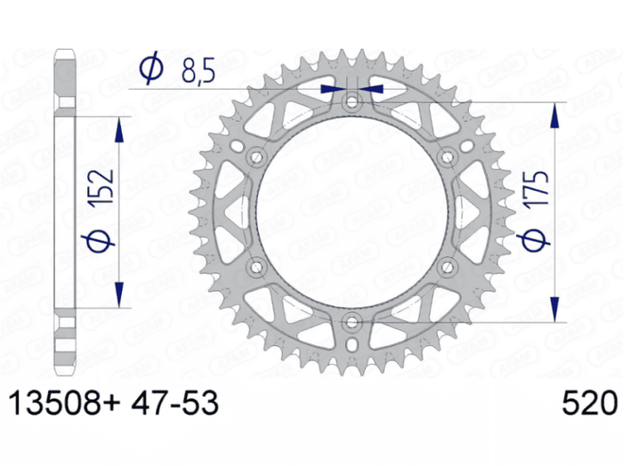 1074474001 Corona Afam alluminio Z48 Yamaha YZ 125 / 250, COD: '1074474001