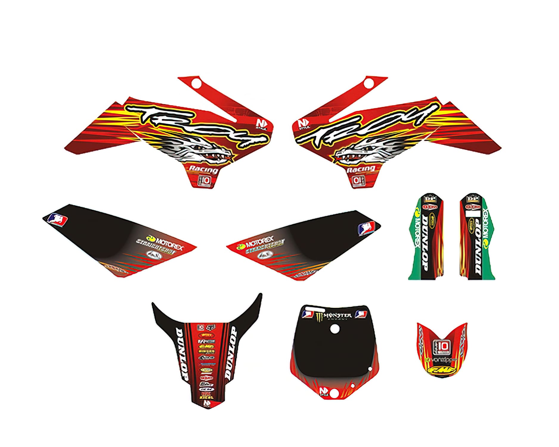 KD13NS-50-OFRD Kit Deco OF Troy rosso Pit Bike YCF50A