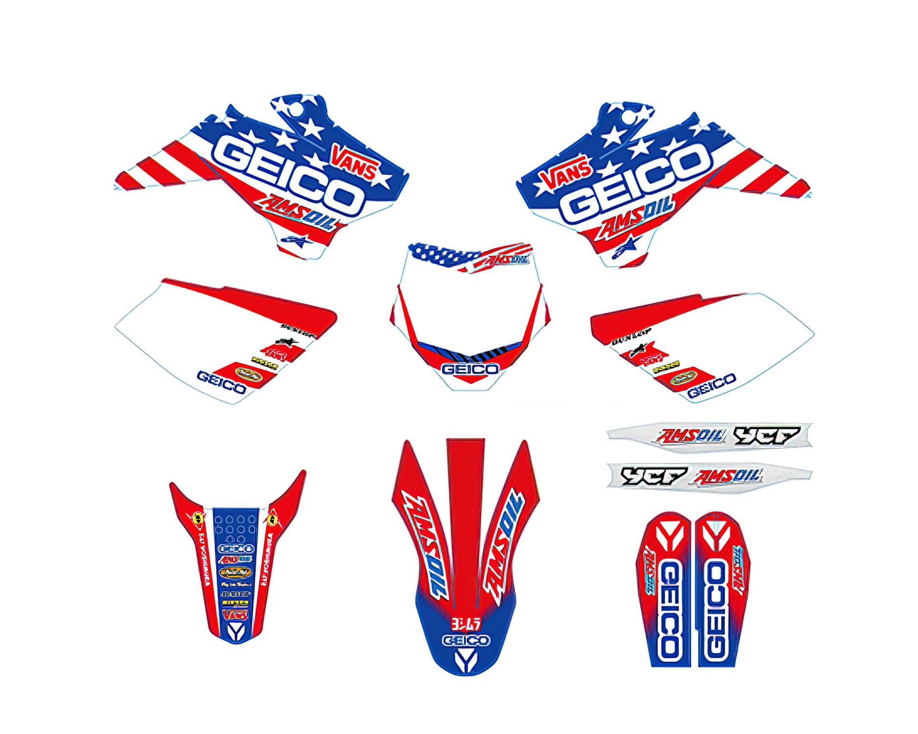 KD15-GEICO-RD Kit Deco Geico Pit Bike YCF Factory SP3 2015