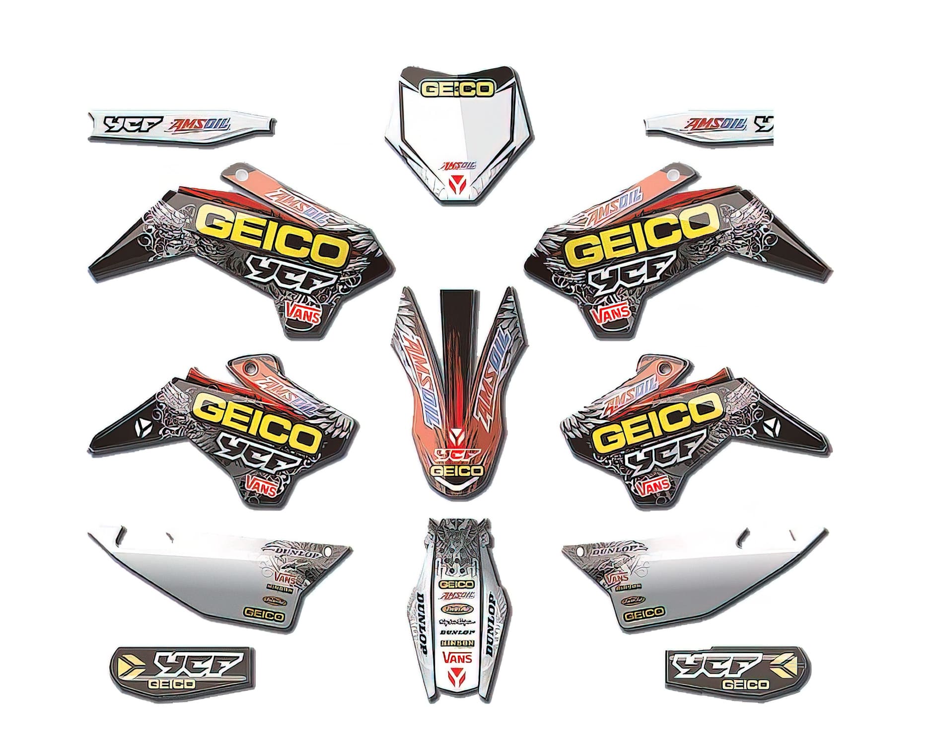 KD17-GEICO-02 Kit Deco Geico Pit Bike YCF Pilot 2016-2017/ Factory 2016-2017