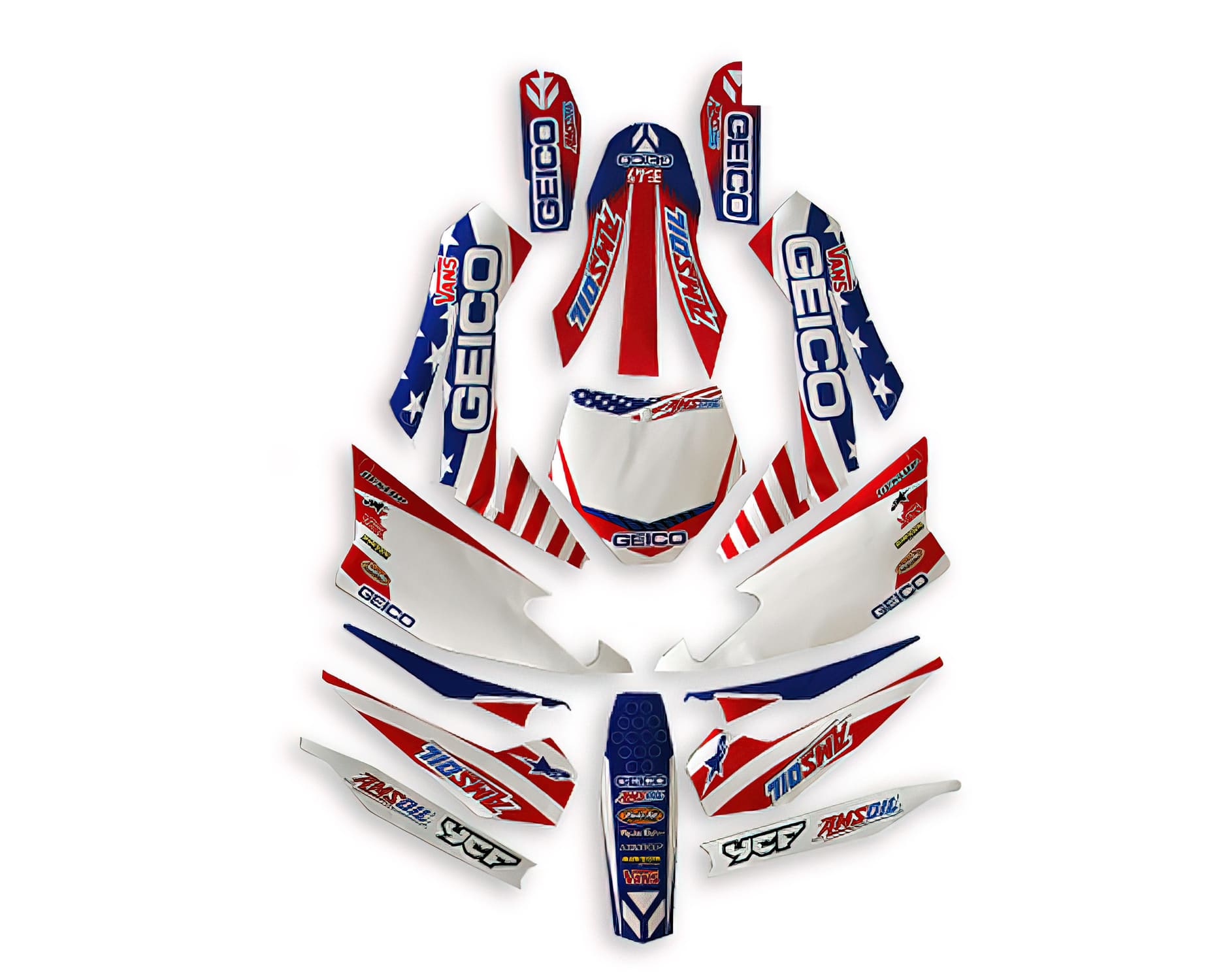 KD17-GEICO-RD Kit Deco Geico Pit Bike YCF Factory SP3 2017