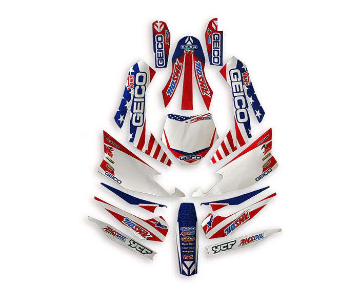 KD17-GEICO-RD Kit Deco Geico Pit Bike YCF Factory SP3 2017