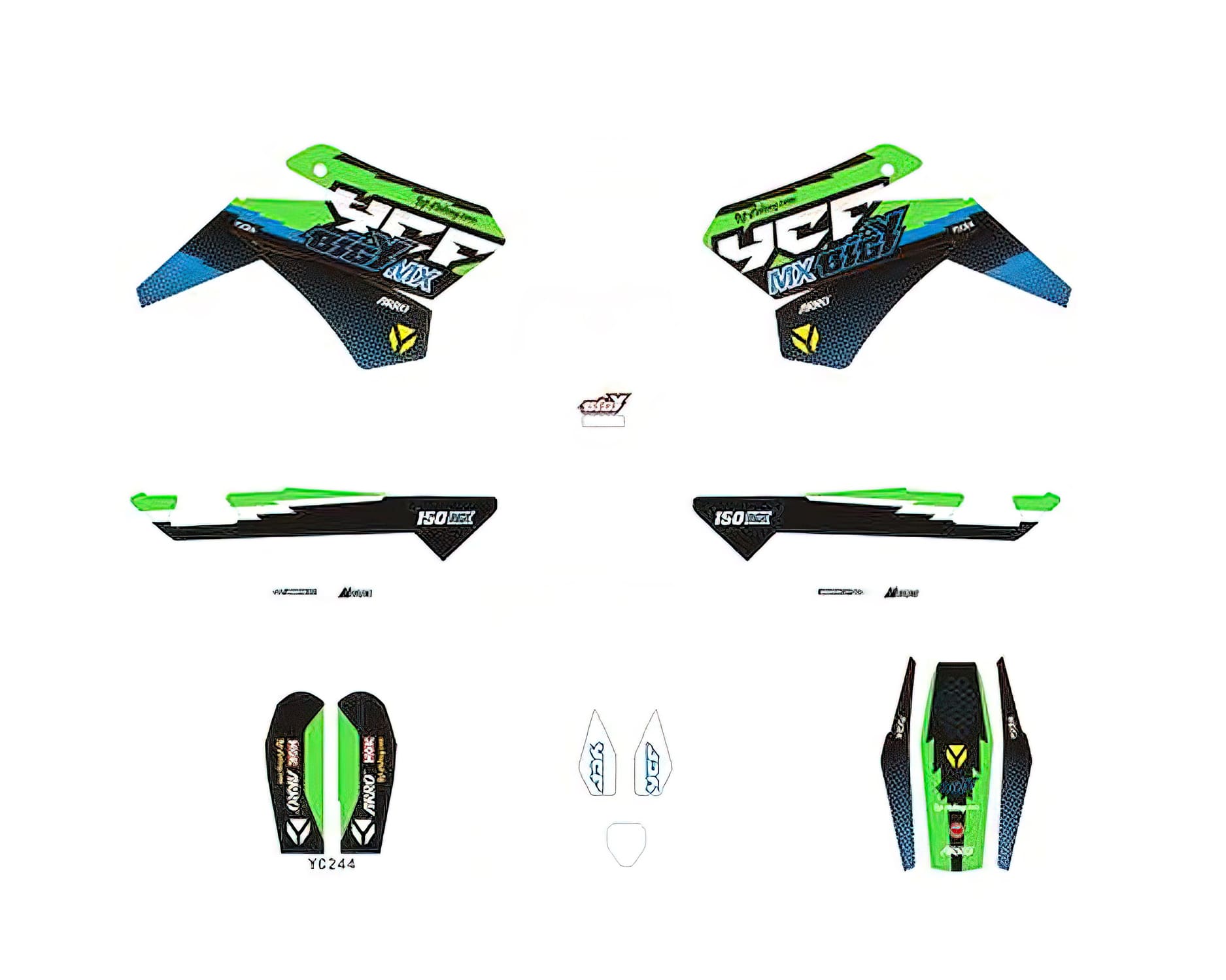 MBKDBIGY15017-GR Kit Deco Pit Bike YCF Bigy 150cc MX 2017