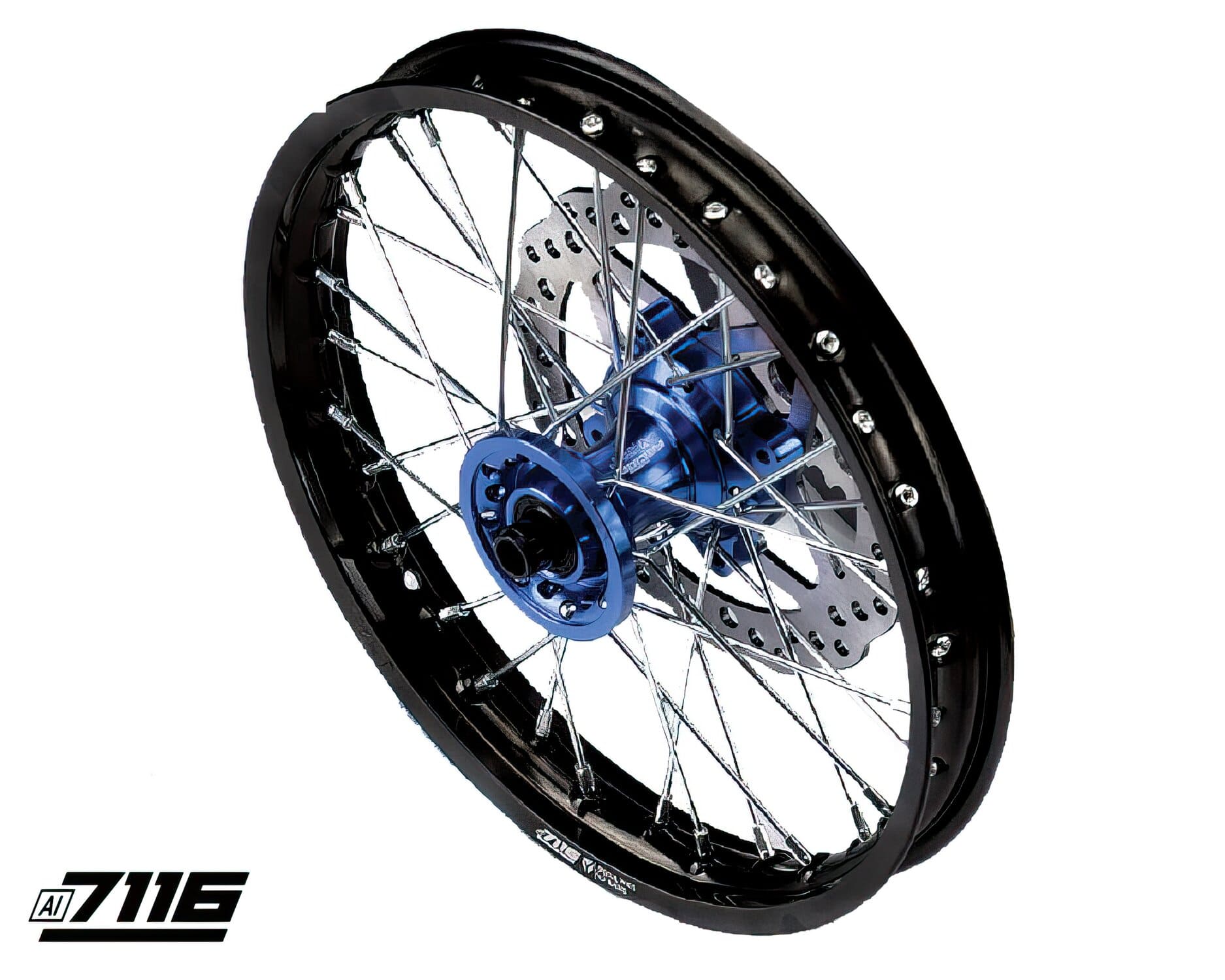 YCF-110-0601-36/BL Ruota anteriore alluminio 1.4x14" - mozzo CNC 2018 blu con disco YCF Factory Pit Bike, COD: YCF-110-0601-36/BL