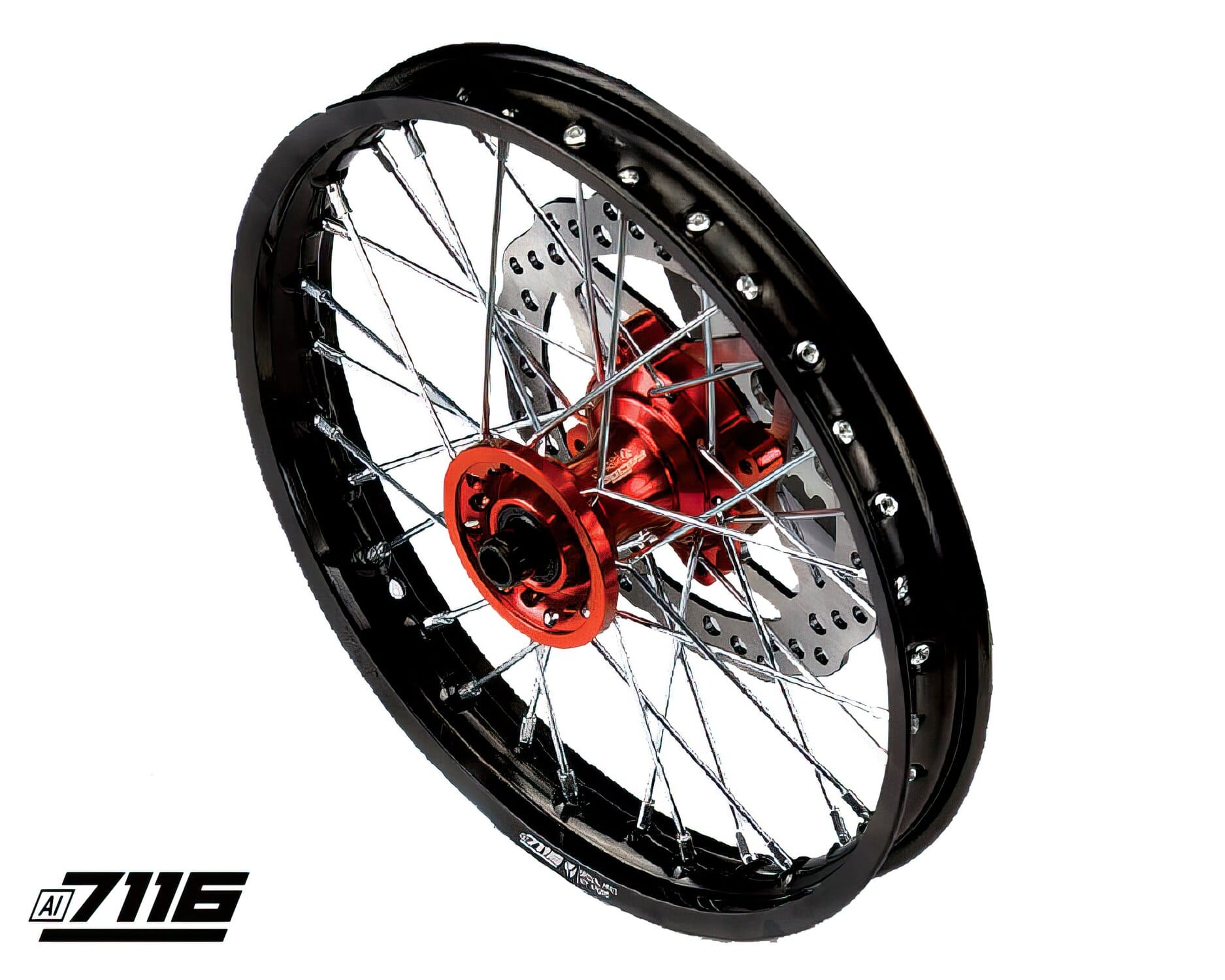 YCF-110-0601-36/OR Ruota anteriore alluminio 1.4x14" - mozzo CNC 2018 arancione con disco YCF Factory Pit Bike, COD: YCF-110-0601-36/OR