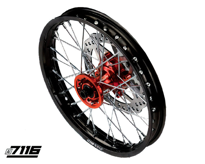 YCF-110-0601-36/OR Ruota anteriore alluminio 1.4x14" - mozzo CNC 2018 arancione con disco YCF Factory Pit Bike, COD: YCF-110-0601-36/OR
