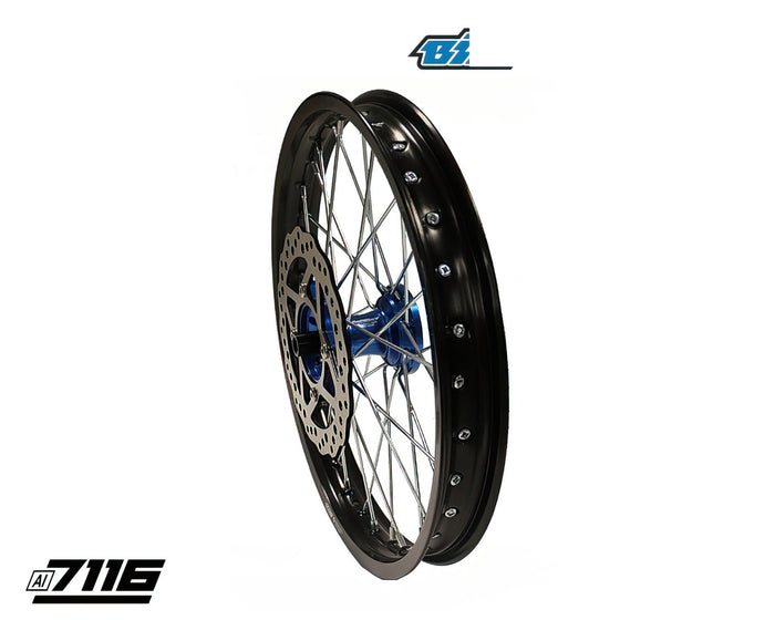 YCF-110-0601-98/BL Ruota anteriore alluminio 1.6x17" - mozzo CNC blu con disco YCF Factory Pit Bike, COD: YCF-110-0601-98/BL